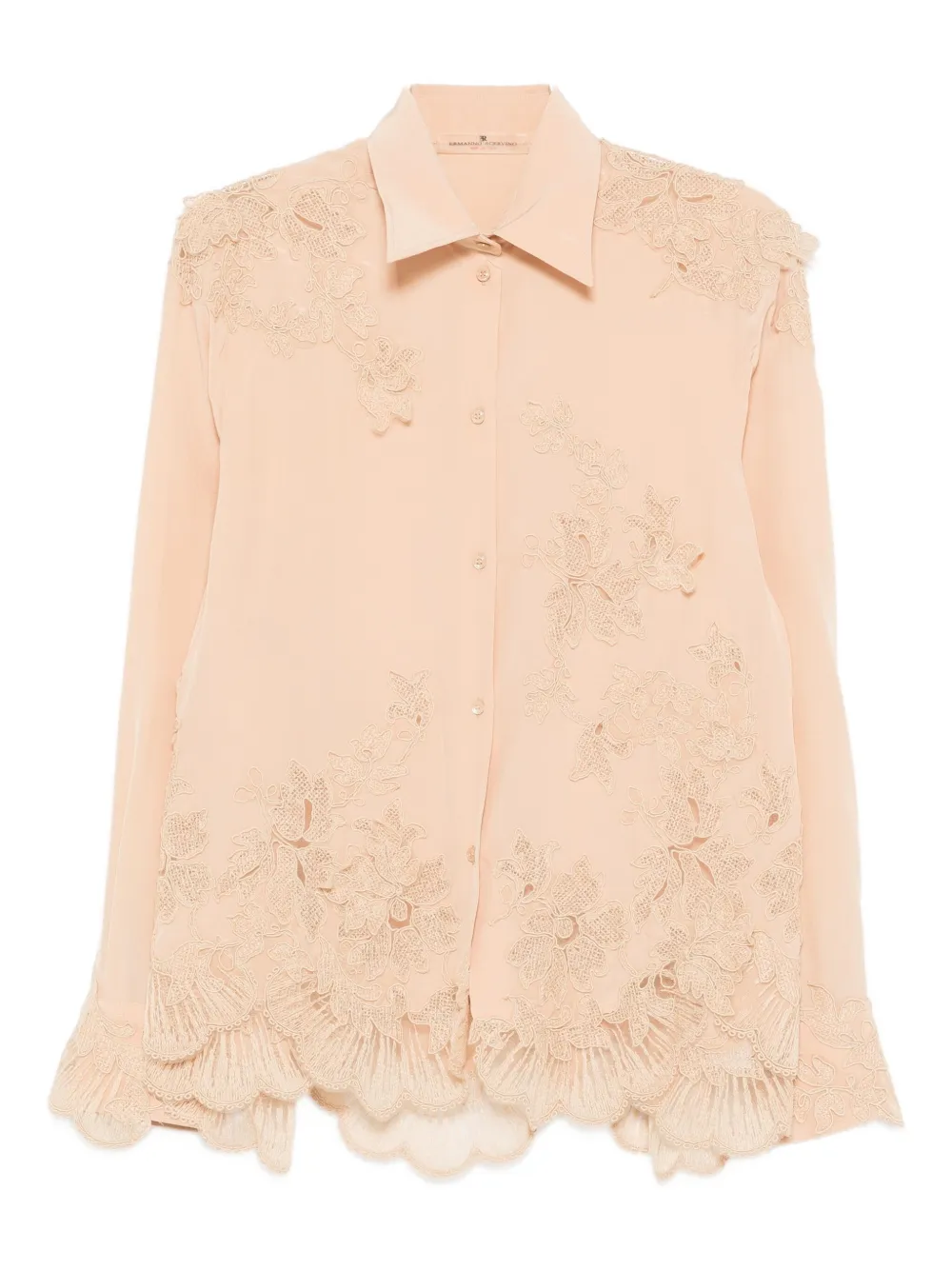 Ermanno Scervino Floral Lace-embellished Shirt In Neutral