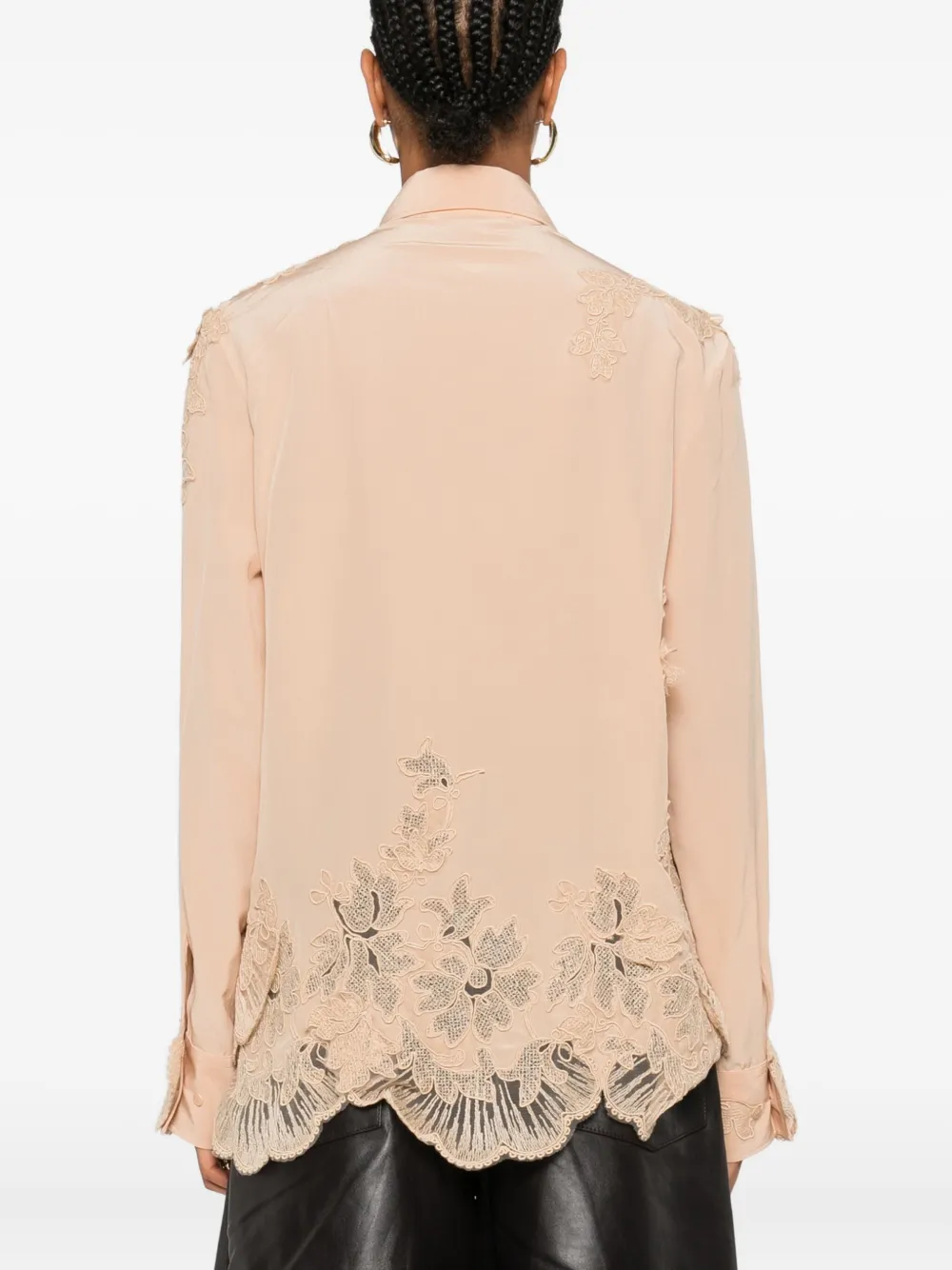 Ermanno Scervino floral lace-embellished shirt Beige