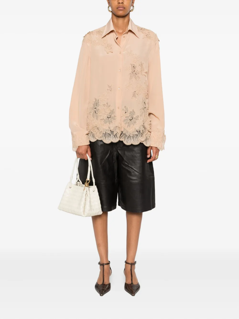 Ermanno Scervino floral lace-embellished shirt - Beige