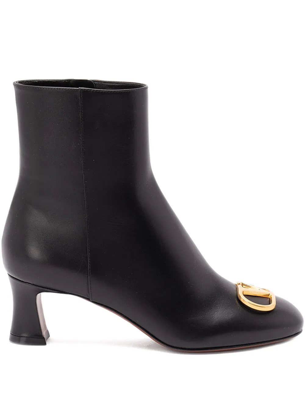 Valentino Garavani 60mm Logo-plaque Leather Boots In Black