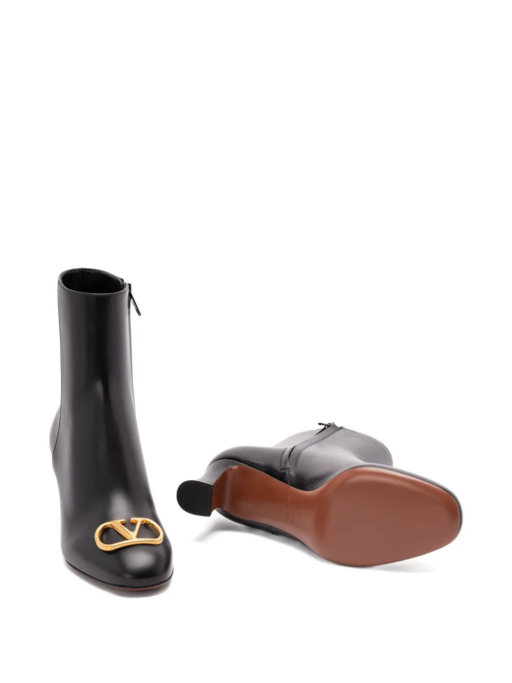 Valentino Garavani 60mm logo-plaque leather boots Black