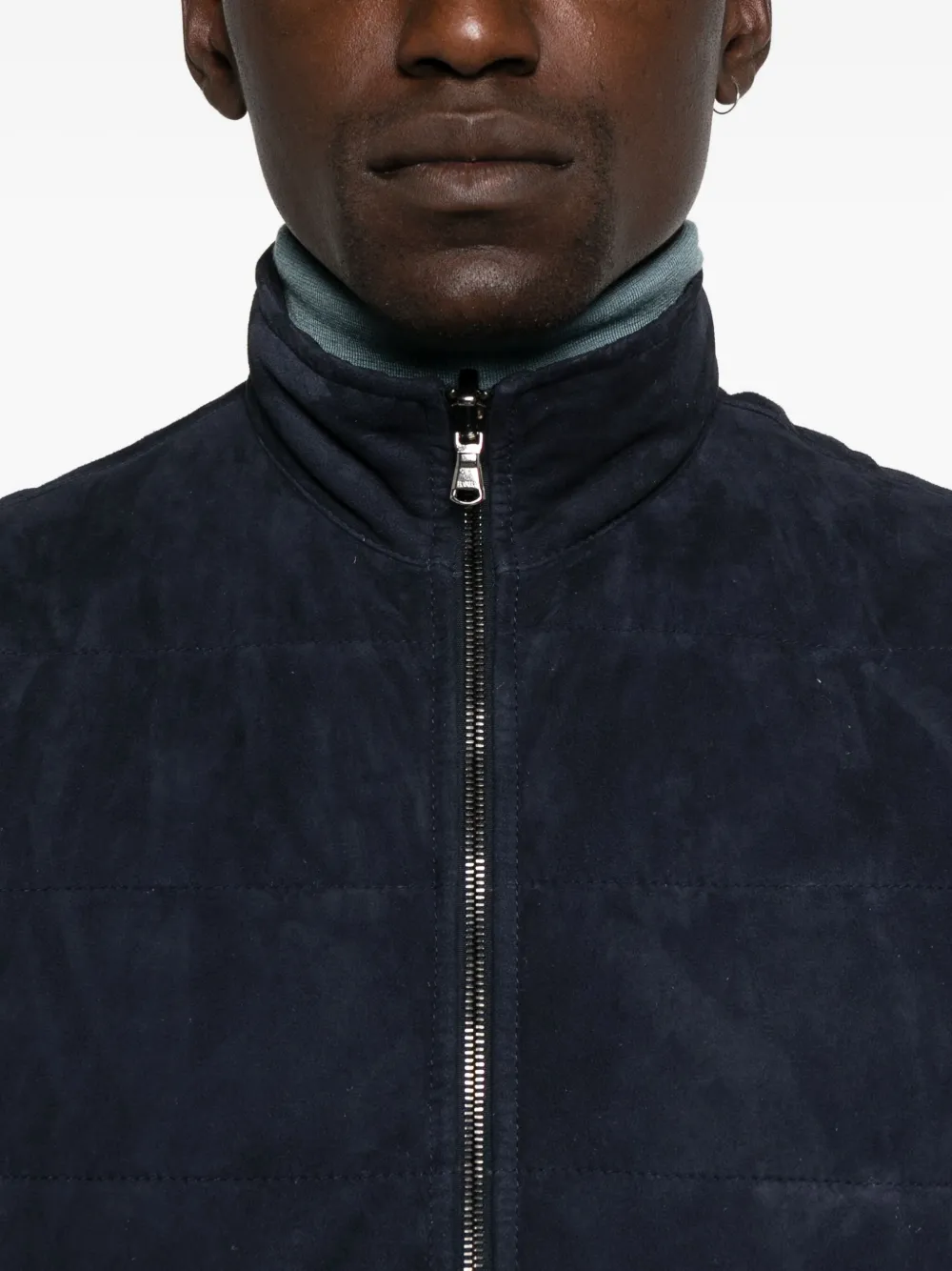 Barba Gewatteerde suède bodywarmer Blauw