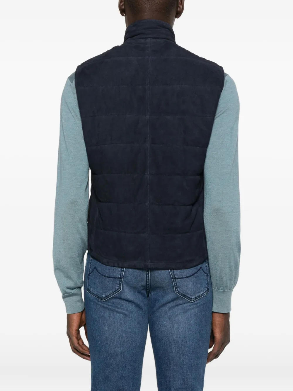 Barba Gewatteerde suède bodywarmer Blauw