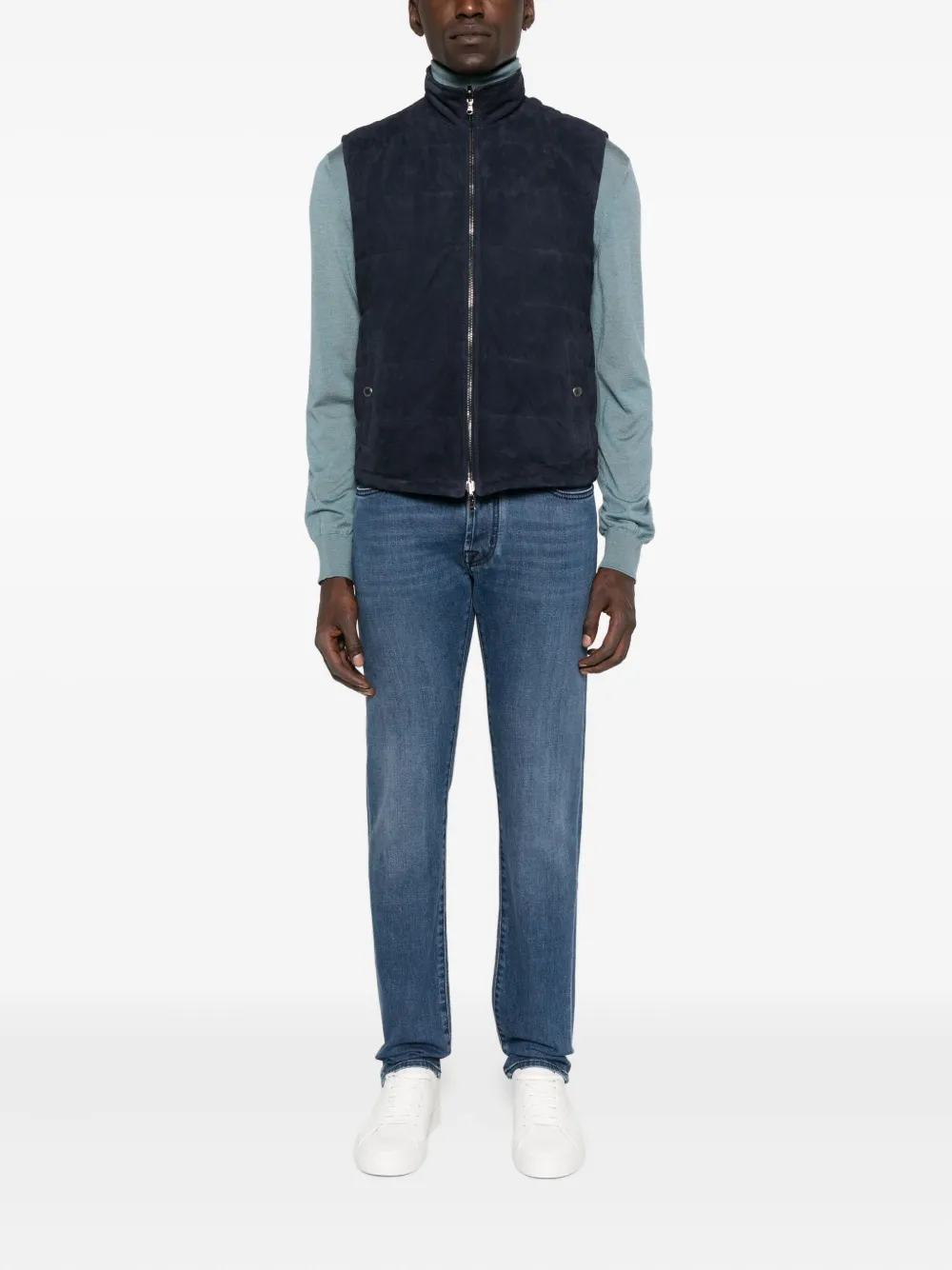 Barba Gewatteerde suède bodywarmer Blauw