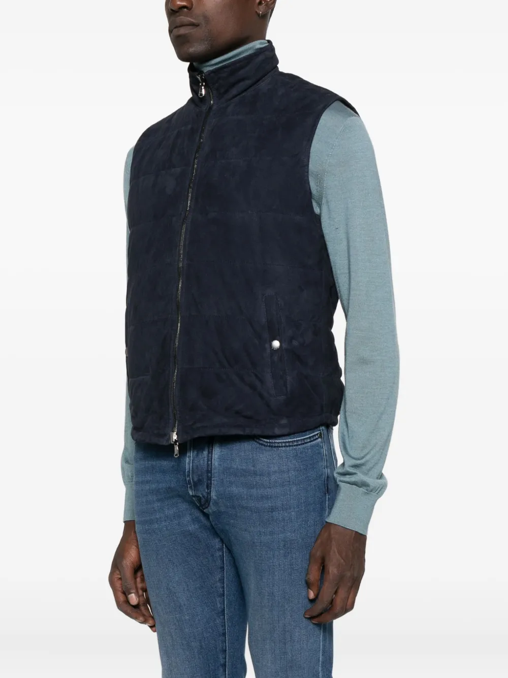 Barba Gewatteerde suède bodywarmer Blauw