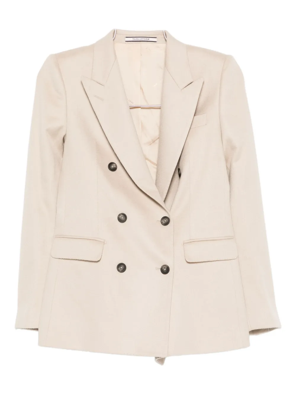 Tagliatore double-breasted cashmere blazer Beige