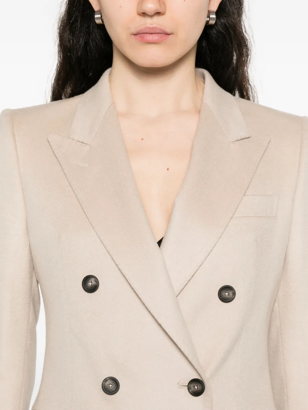 Tagliatore double-breasted cashmere blazer Beige
