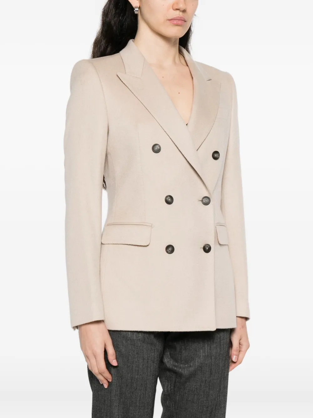 Tagliatore double-breasted cashmere blazer Beige