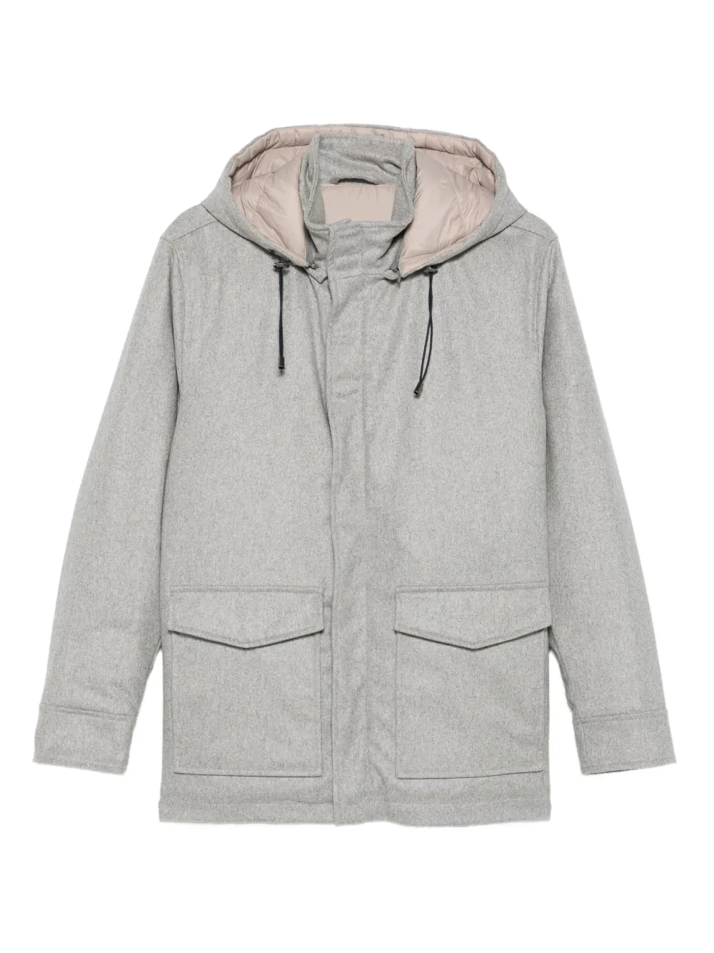 Barba padded drawstring-hood jacket | Grey | Image 1