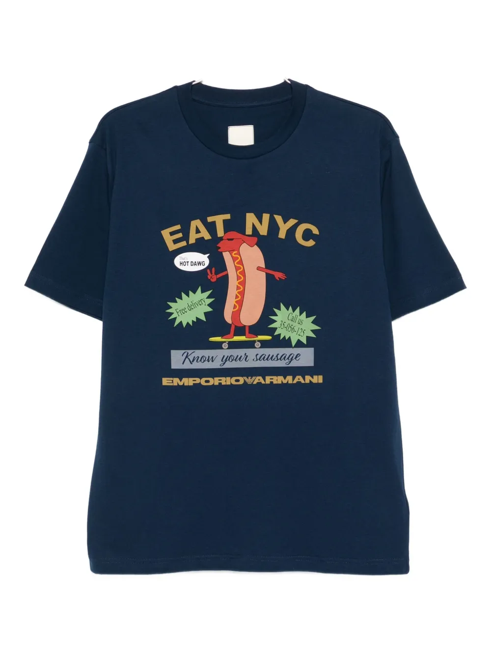 Emporio Armani graphic-print cotton T-shirt Blauw