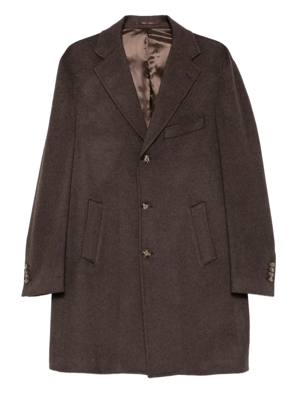 Barba button-fastening coat | Brown | Image 1