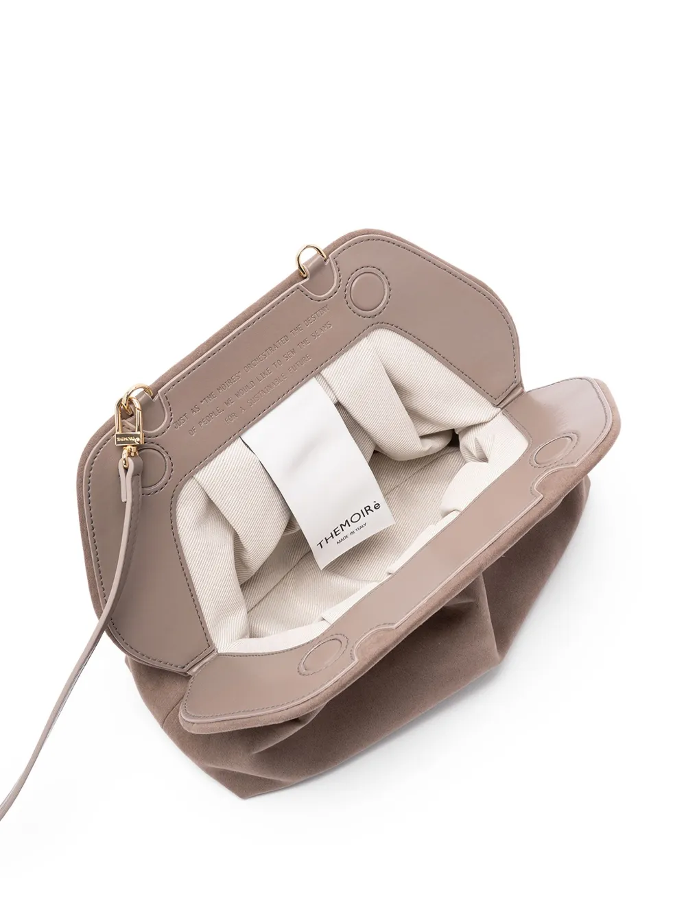 Themoirè Suede Pleated Clutch Bag With Detachable Strap In Brown