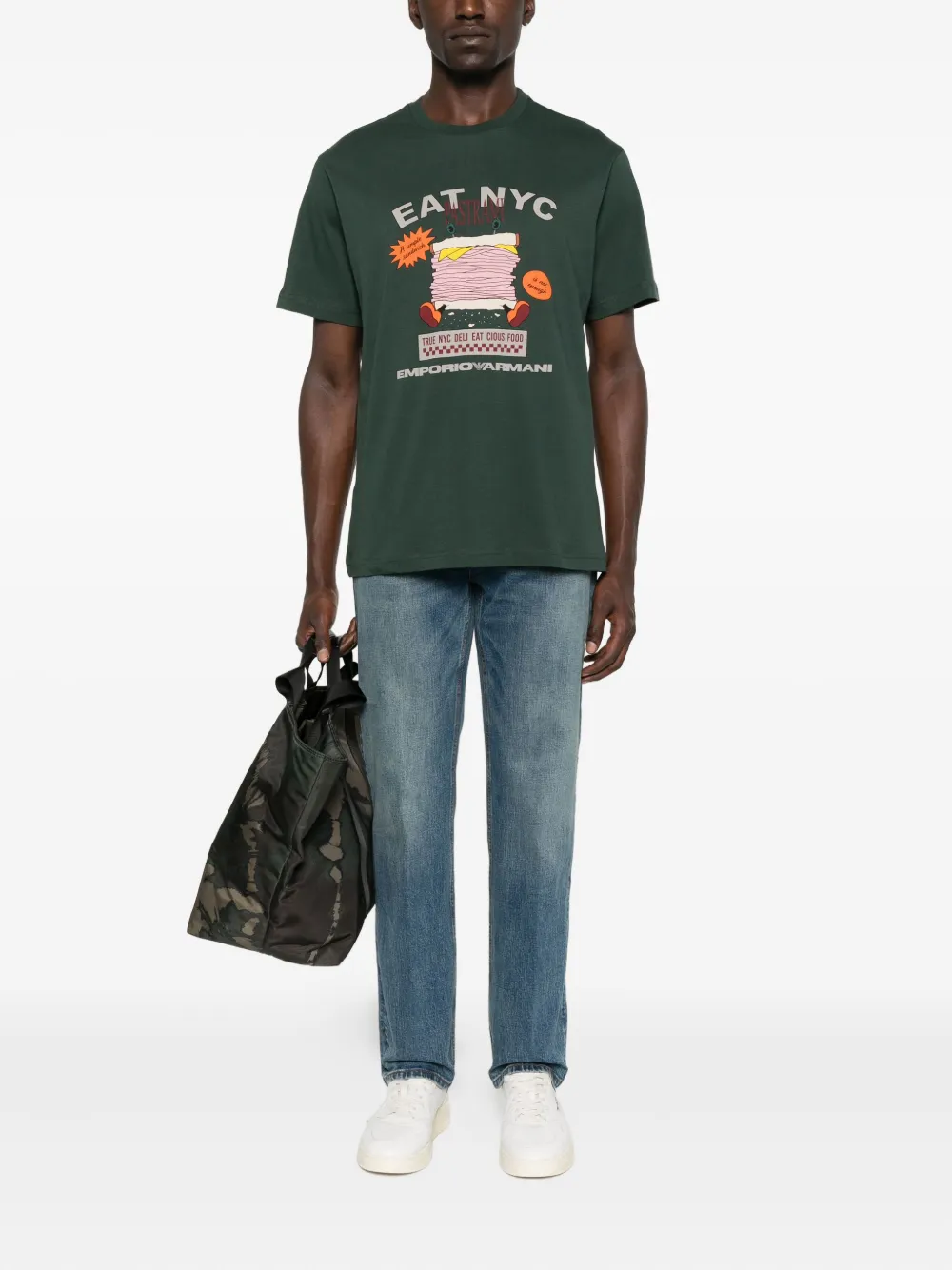 Emporio Armani graphic-print cotton T-shirt - Groen