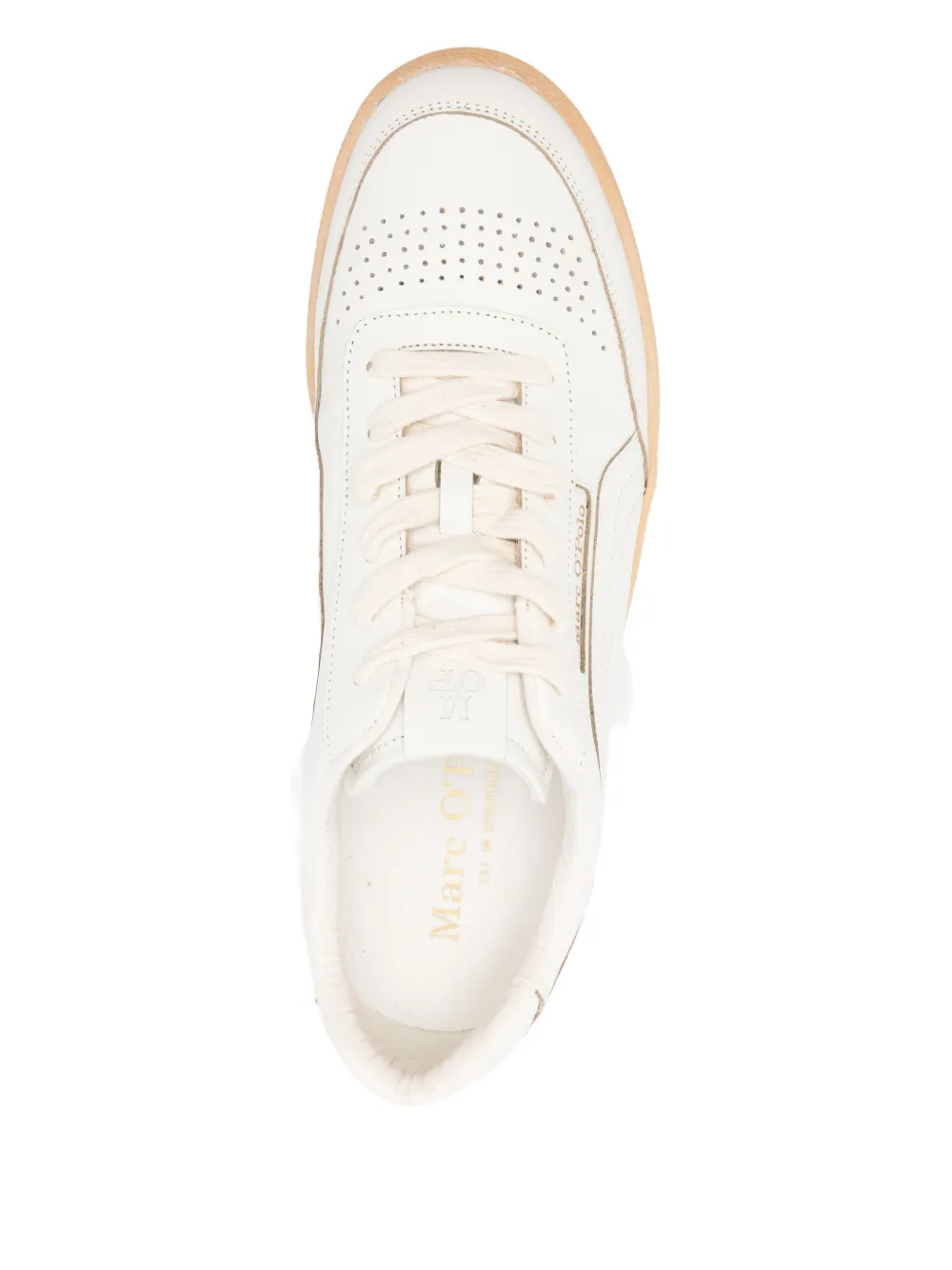 Marc O'Polo Court sneakers met geperforeerd vlak Beige