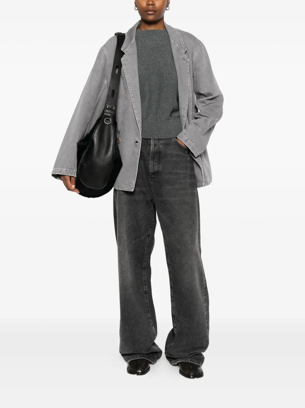 extreme cashmere Belle vilten trui met lange mouwen Grijs