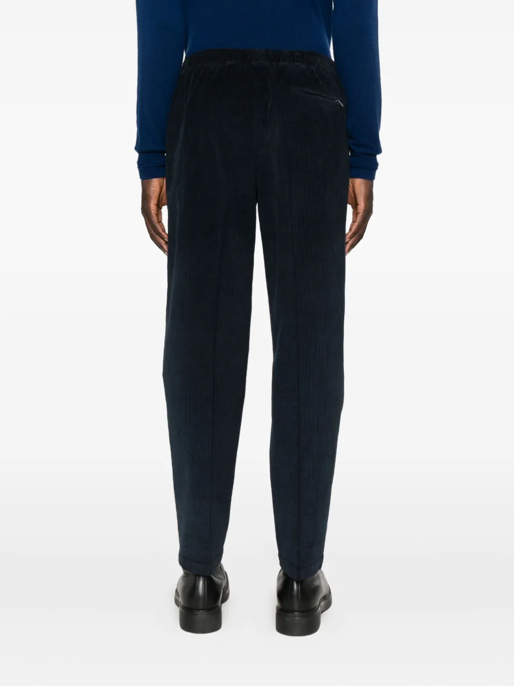 Cellar Door Drawstring Corduroy Trousers In Black