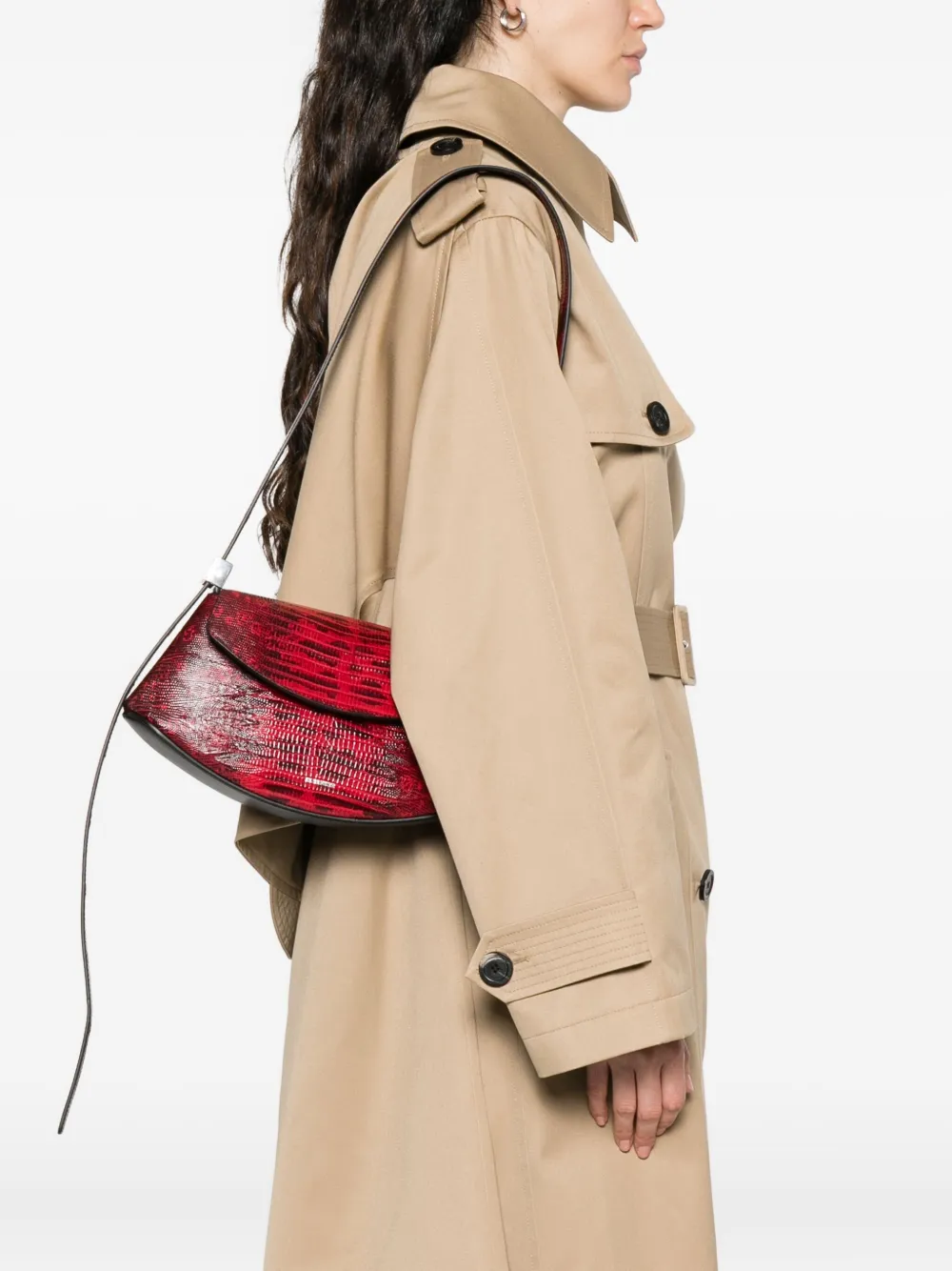 Jil Sander snakeskin crossbody bag Rood