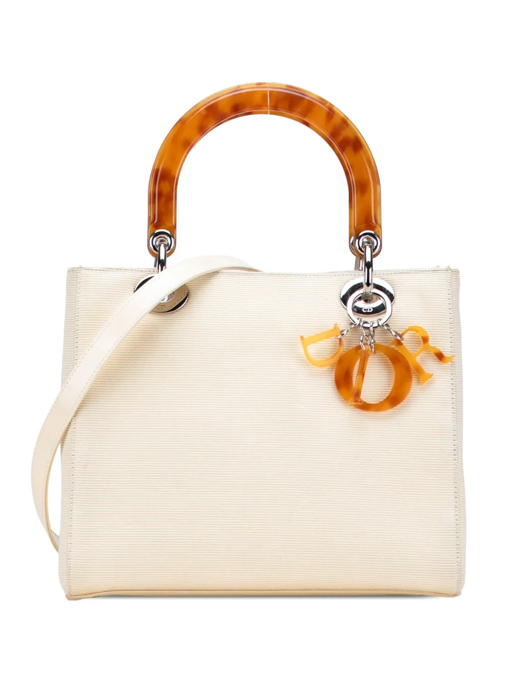 Christian Dior Pre-Owned 1998 Medium Canvas Lady Dior satchel - ホワイト Christian Dior Pre-Owned 1998 Medium Canvas Lady Dior satchel - ホワイト