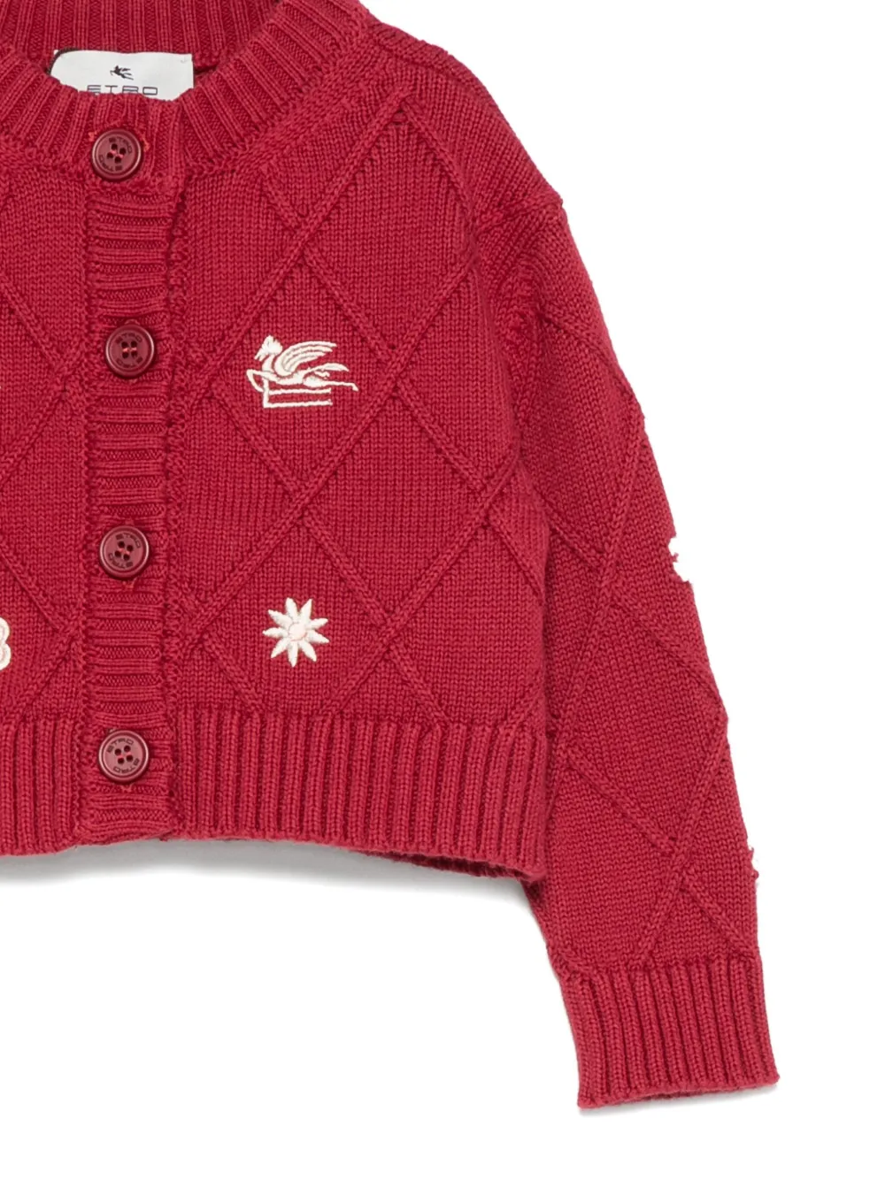 ETRO KIDS Vest met geborduurd diamantvormig patroon Rood