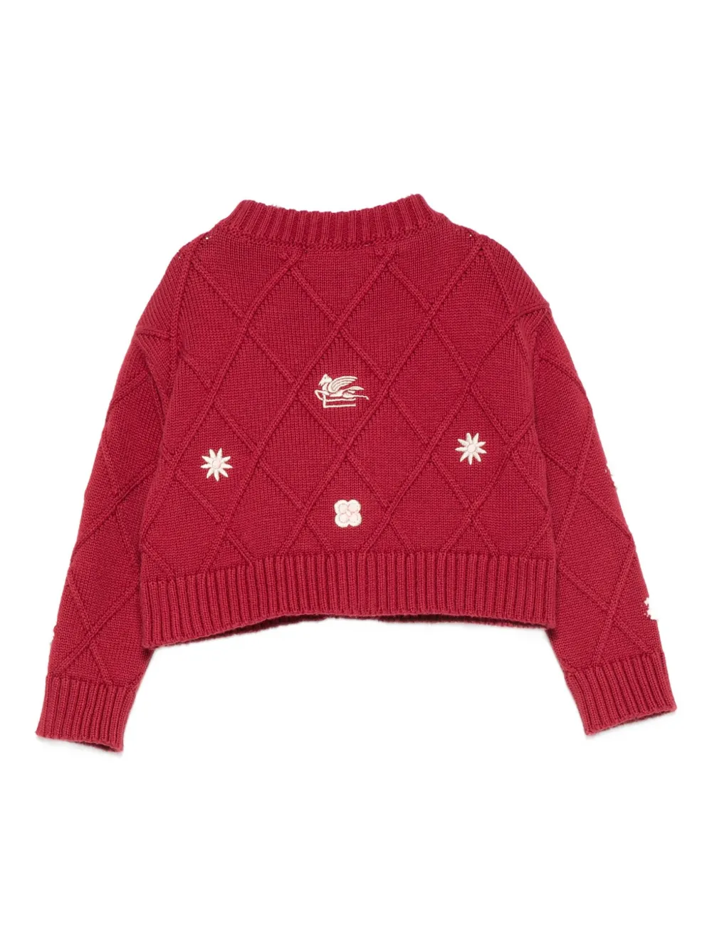 ETRO KIDS Vest met geborduurd diamantvormig patroon Rood