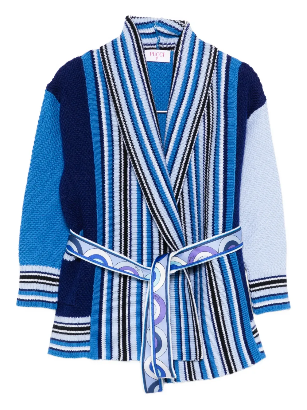 PUCCI Junior striped panelled cardigan Blauw