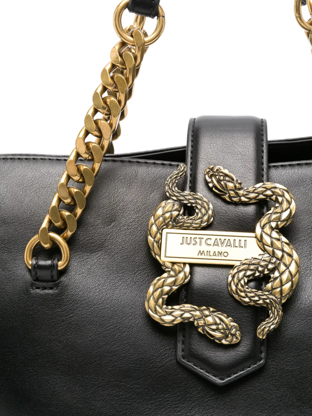 Just Cavalli Shopper met slangengesp Zwart