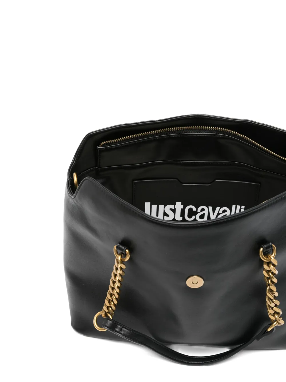 Just Cavalli Shopper met slangengesp Zwart