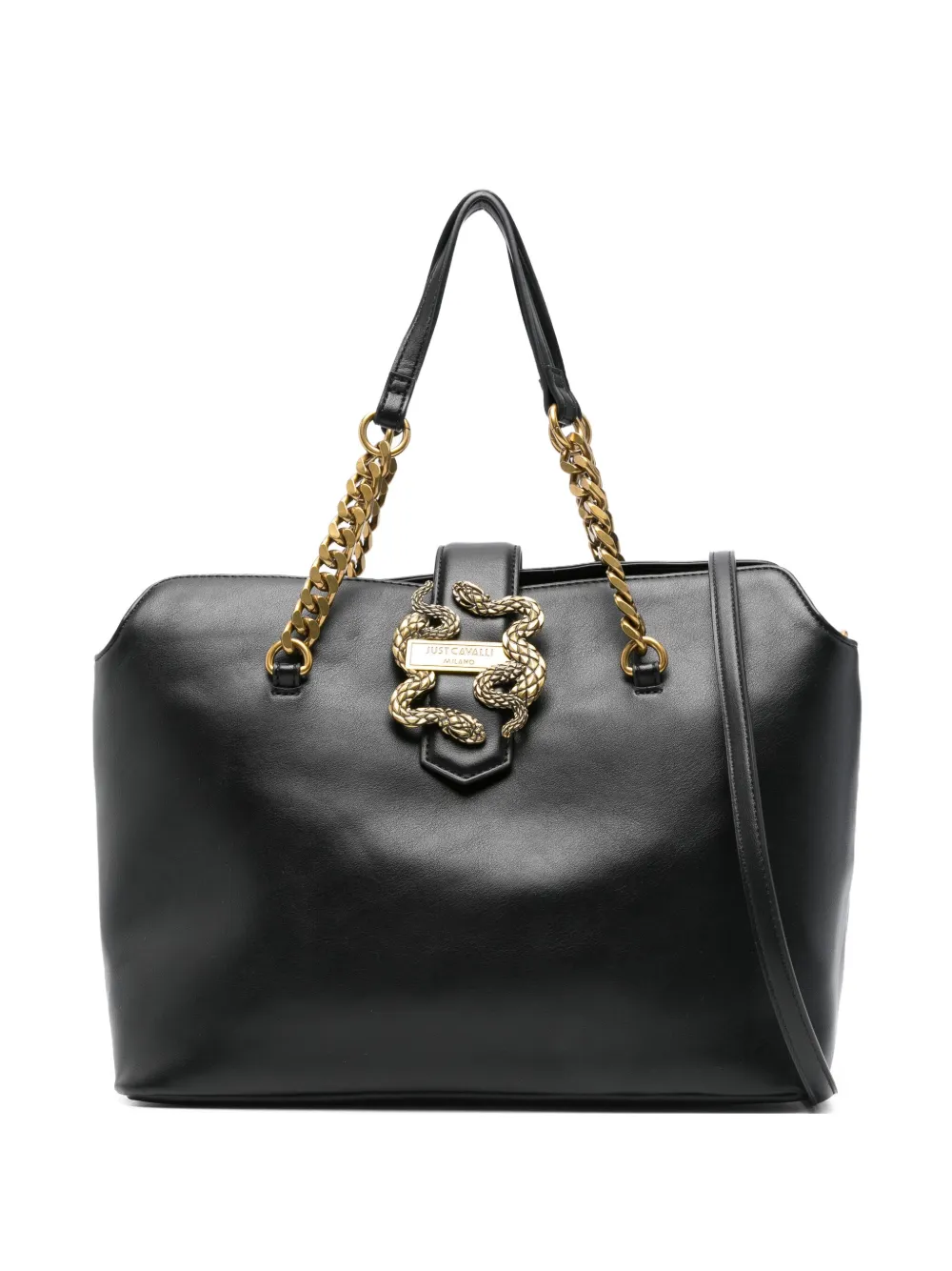 Just Cavalli スネークバックル ハンドバッグ - ブラック Just Cavalli スネークバックル ハンドバッグ - ブラック