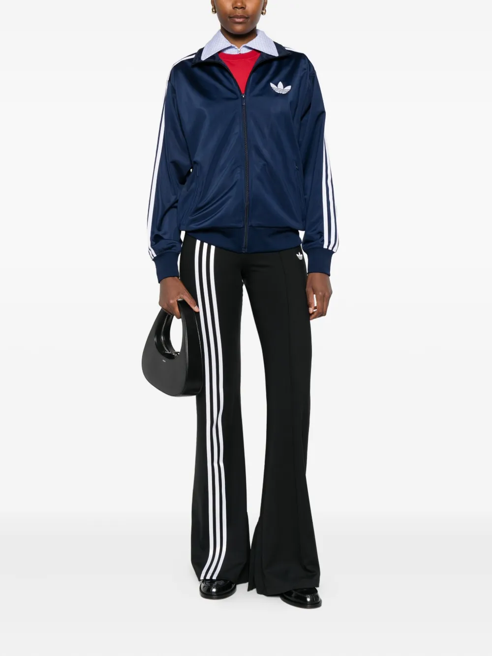 Adidas Originals Firebird Adicolor Three-stripe Logo Sweatshirt In Blue