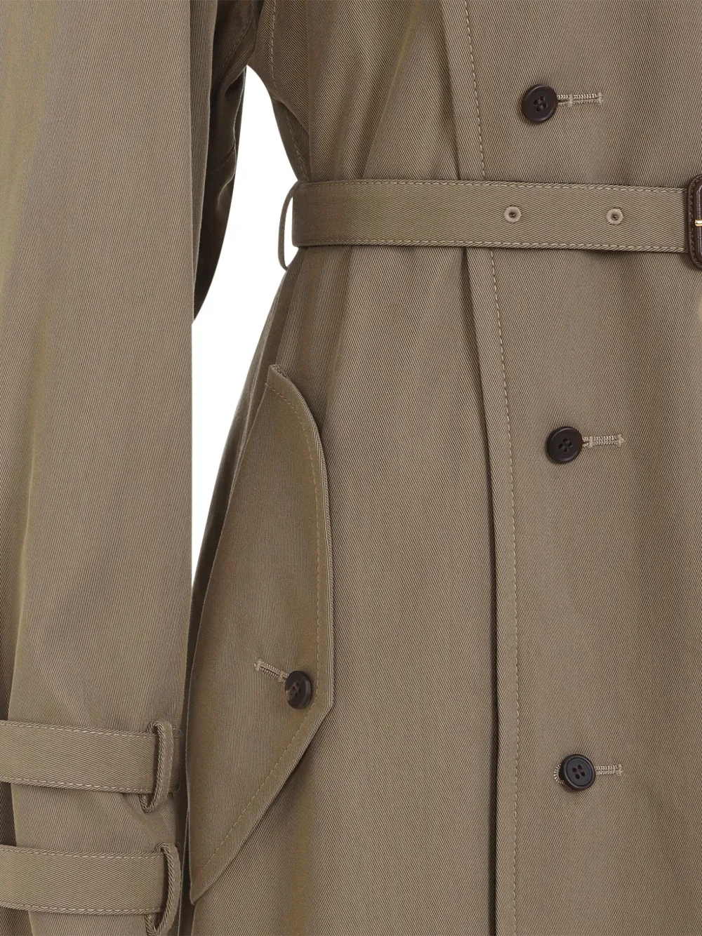 Carven Trenchcoat met dubbele rij knopen en ceintuur Groen