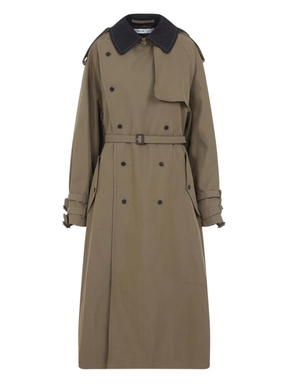 Carven double-breasted belted trench coat | Green | Image 1