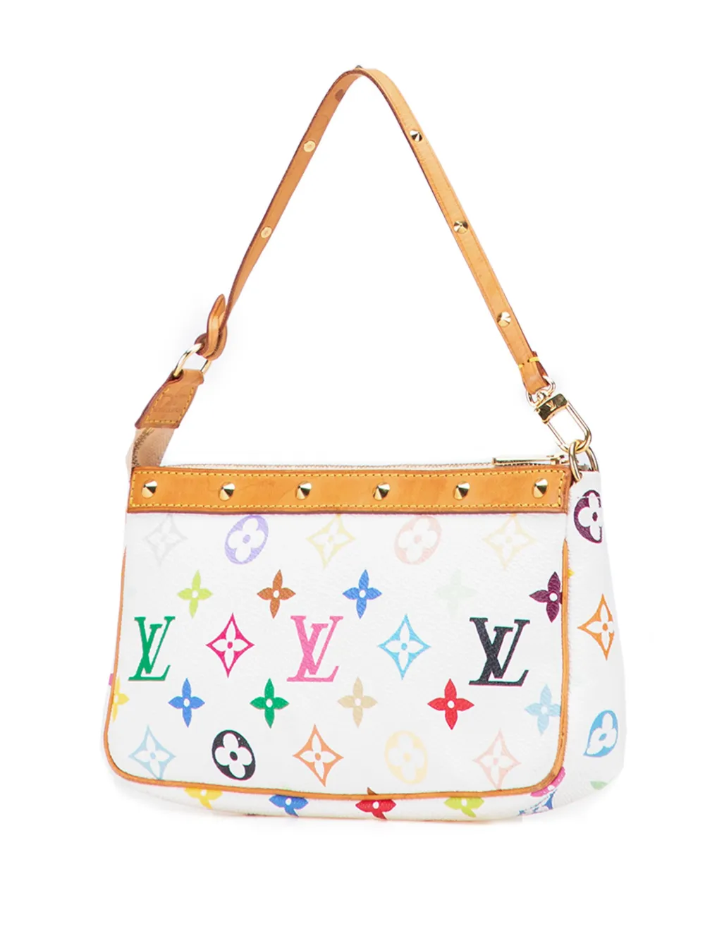 Pre-owned Louis Vuitton 2003 Monogram Multicolore Pochette Accessoires Shoulder Bag In White