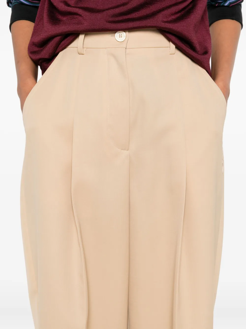 Marni Broek met geplooide zak Beige
