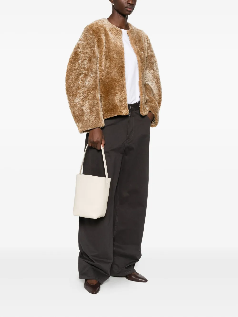 The Row leather shoulder bag - Wit