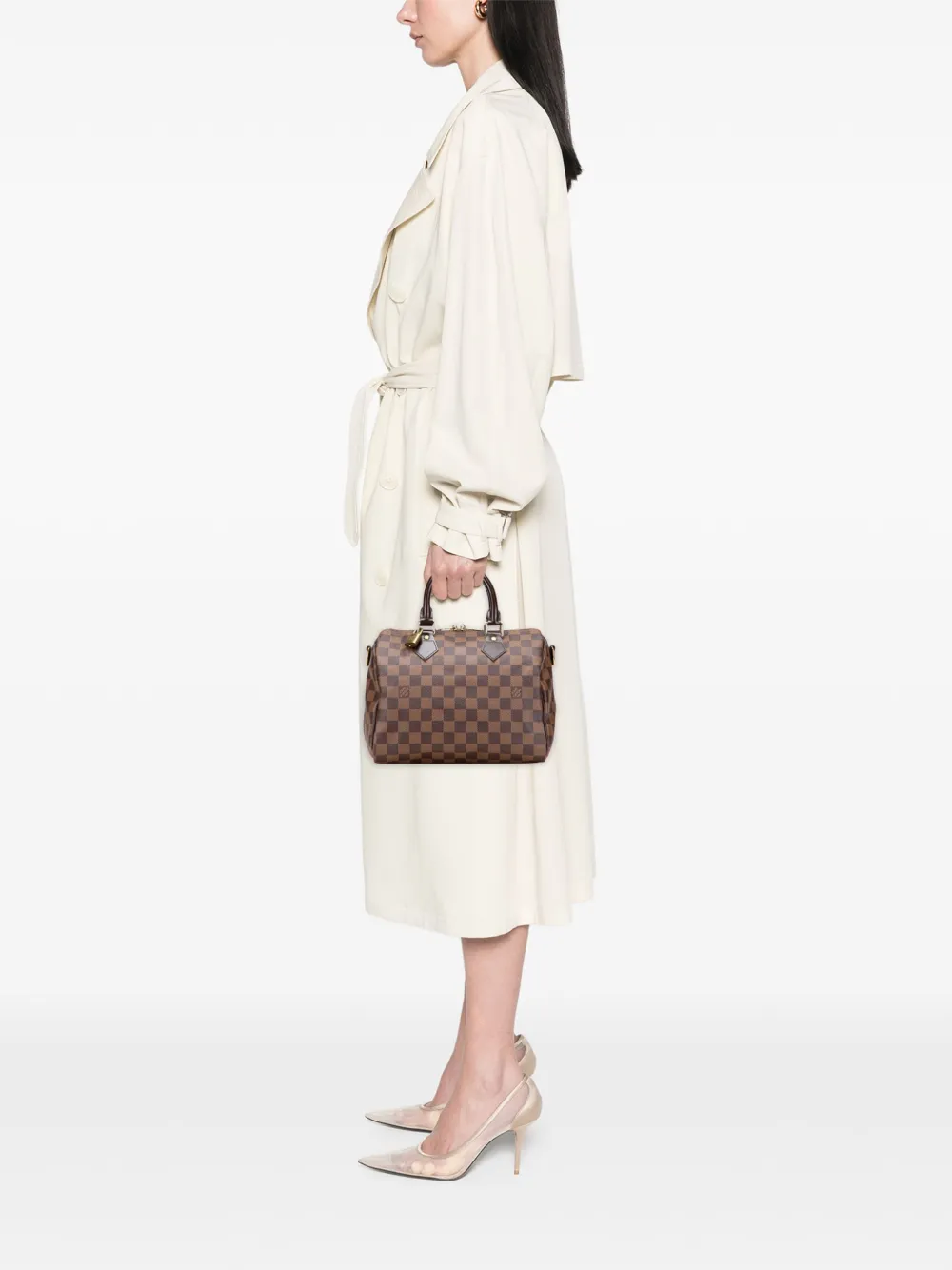 Pre-owned Louis Vuitton 2012 Damier Ebene Speedy Bandouliere 25 Satchel In Brown
