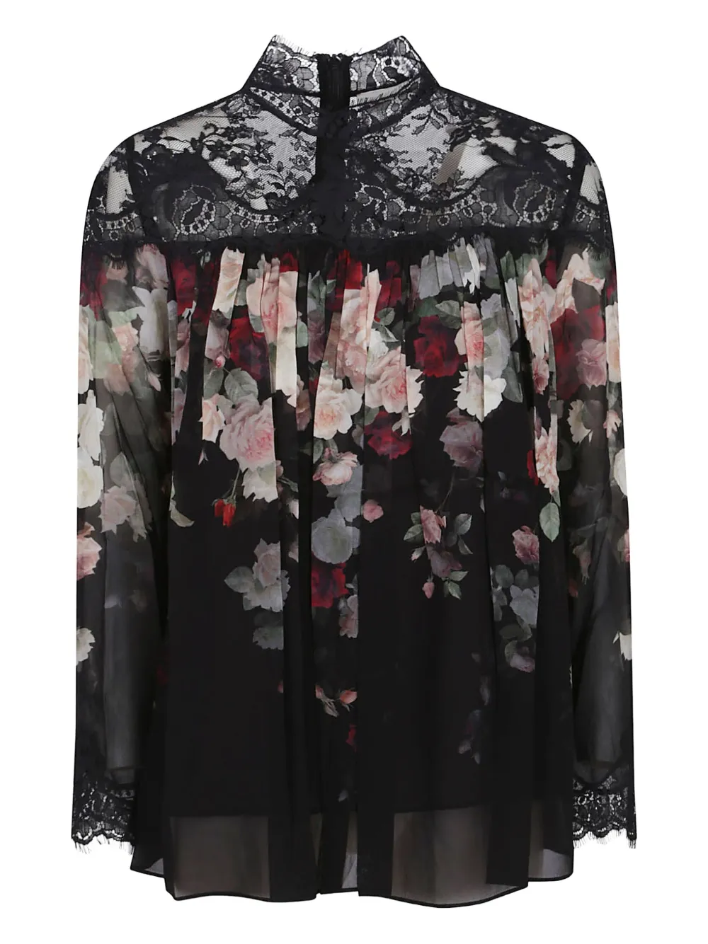 Zimmermann Floral-lace Long-sleeve Blouse In Black