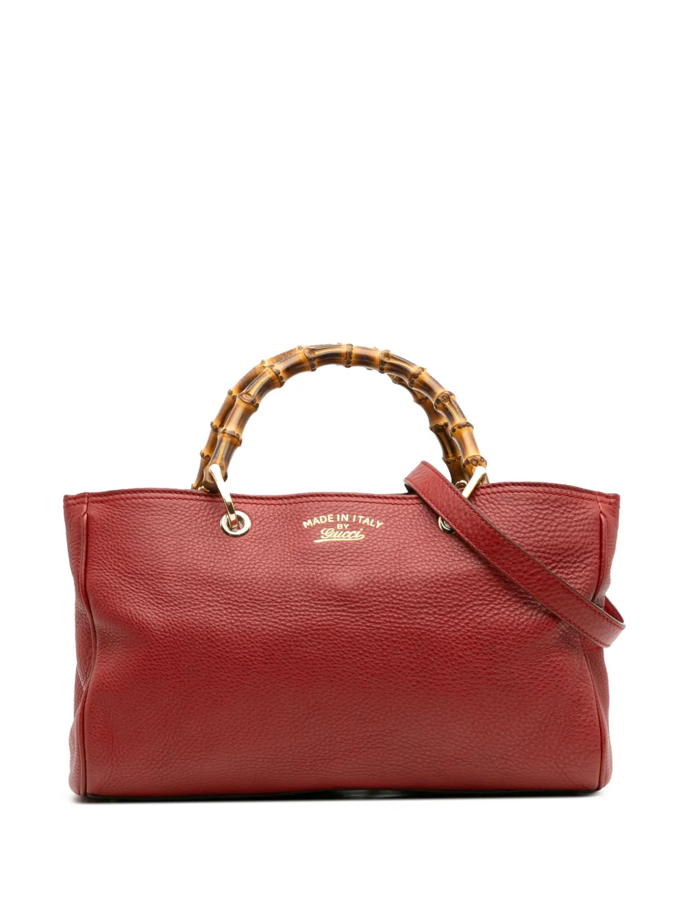 Gucci Pre-Owned 2016-2025 ミディアム カーフスキン バンブー ショッパー サッチェルバッグ - レッド Gucci Pre-Owned 2016-2025 ミディアム カーフスキン バンブー ショッパー サッチェルバッグ - レッド