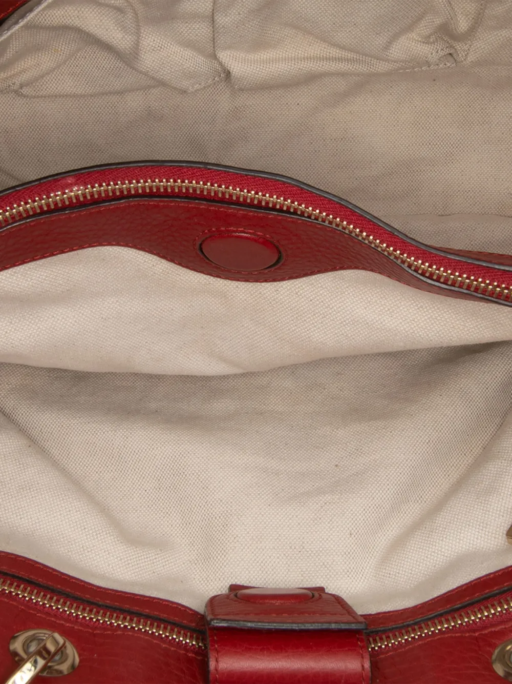 Pre-owned Gucci 2016-2025 Medium Calfskin Bamboo Shopper Satchel In Red
