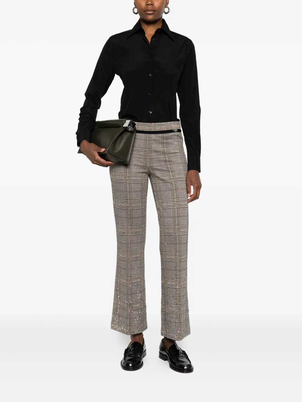 Cambio Geruite broek - Beige