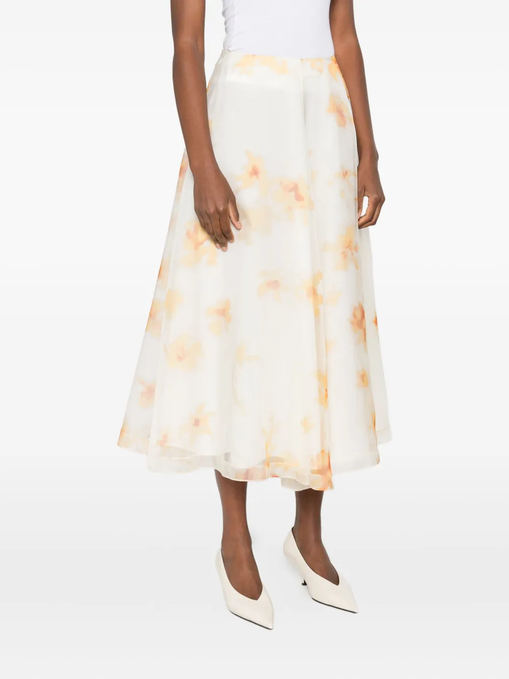 Altuzarra Midi-rok met bloemenprint Wit