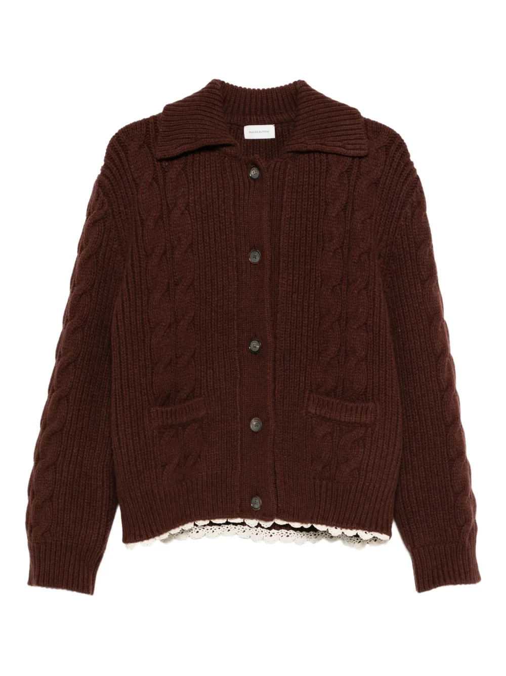 Magda Butrym cable-knit collared cardigan | Brown | Image 1