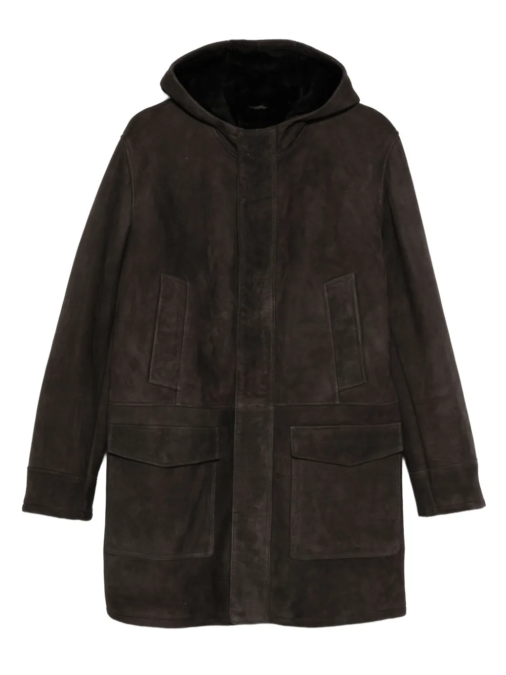 Arma hooded suede coat | Brown | Image 1