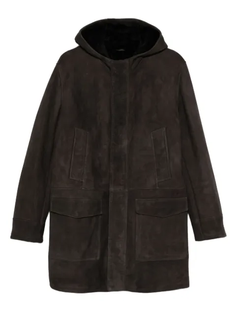 Arma hooded suede coat