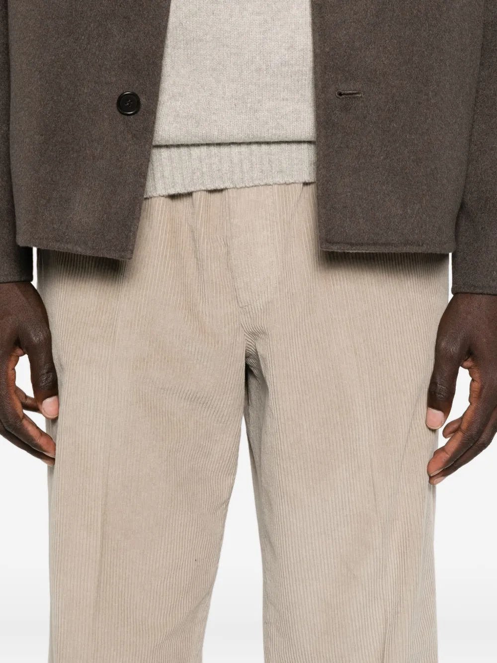 Cellar Door Drawstring-waist Corduroy Trousers In Neutral