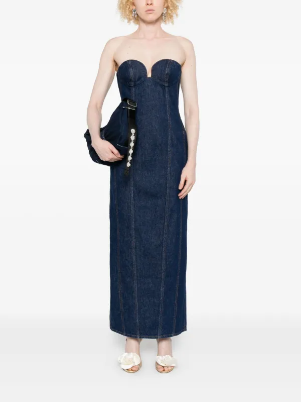 Magda Butrym Strapless Denim Midi Dress | Blue | FARFETCH BH