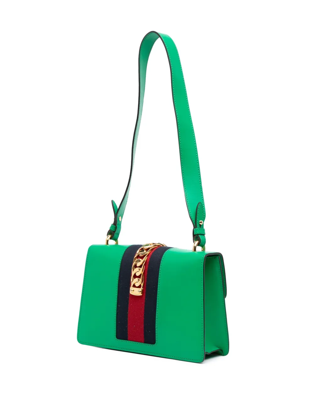 Pre-owned Gucci 2016-2025 Small Leather Sylvie Satchel In Green