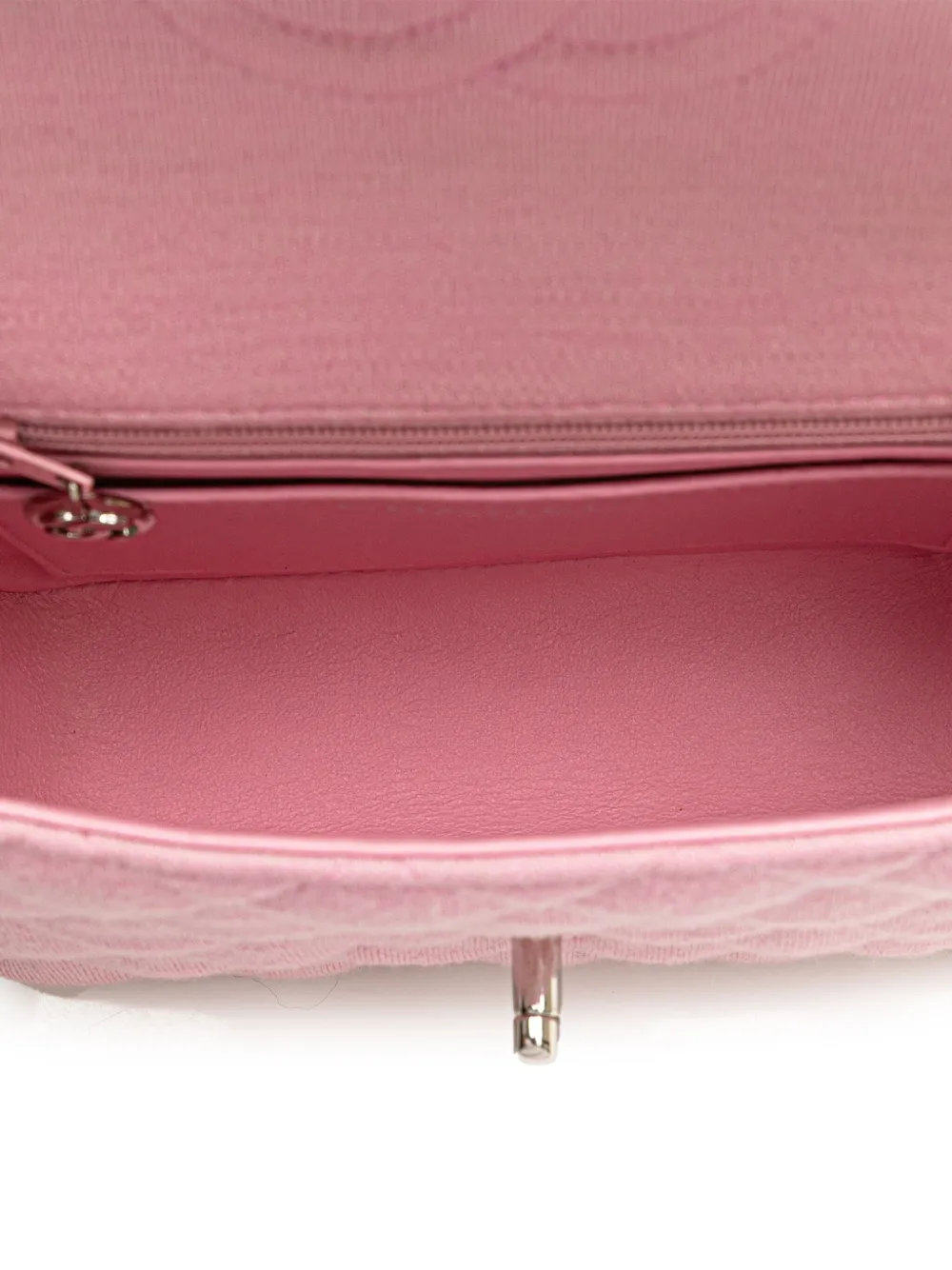 Pre-owned Chanel 2000-2002 Mini Square Classic Jersey Single Flap Crossbody Bag In Pink