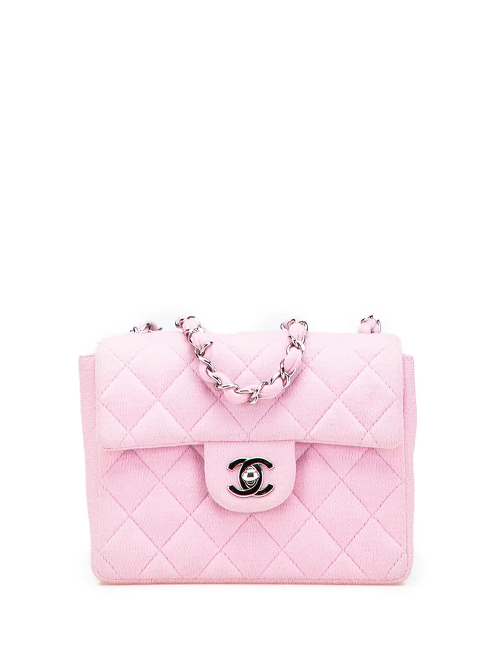 CHANEL Pre-Owned 2000-2002 Mini Square Classic Jersey Single Flap CHANEL Pre-Owned 2000-2002 Mini Square Classic Jersey Single Flap