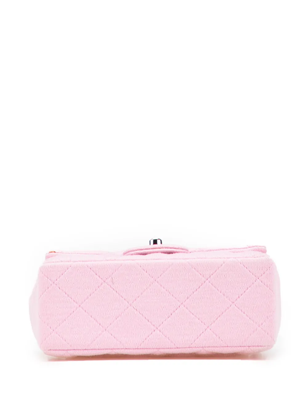Pre-owned Chanel 2000-2002 Mini Square Classic Jersey Single Flap Crossbody Bag In Pink