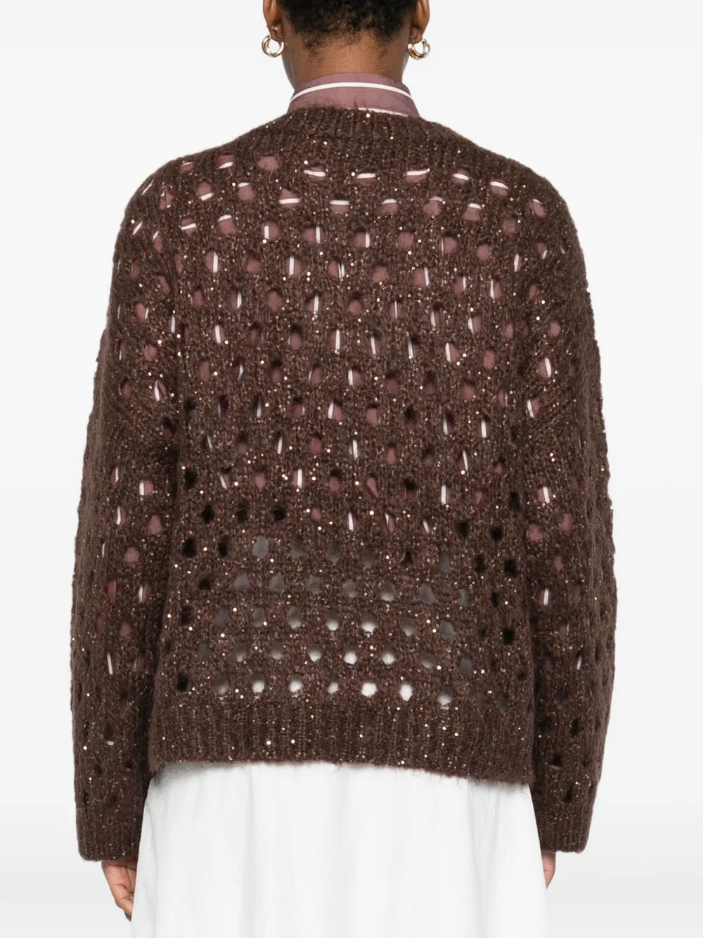 Brunello Cucinelli Sequin-embellished Sweater In Brown